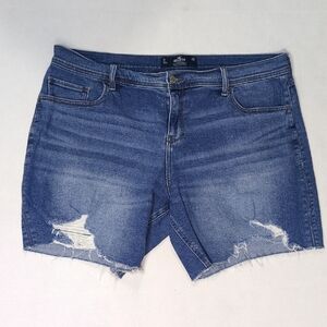 Hollister Low-rise Dad Short 7” Size 17/W33 Distressed Cutoff Jean Raw Hem Y2K